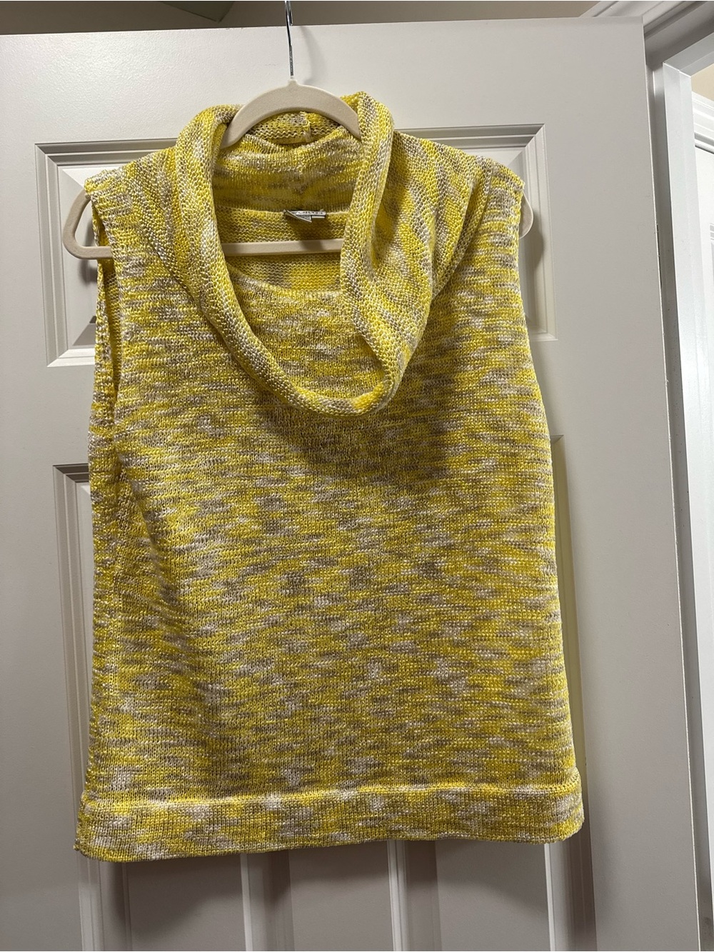 Worth Yellow Marled Sleeveless Cowl Neck Sweater